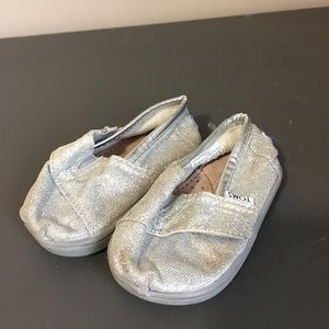 Toddler girls silver sparkly Toms